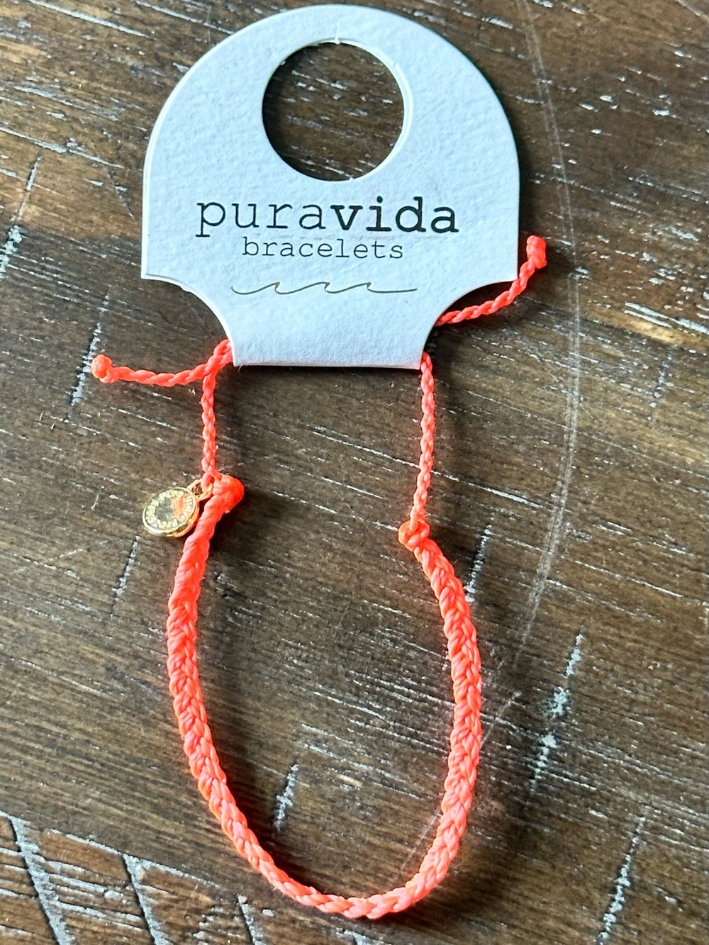 Pura Vida Coral Braided Bracelet with Gold Charm